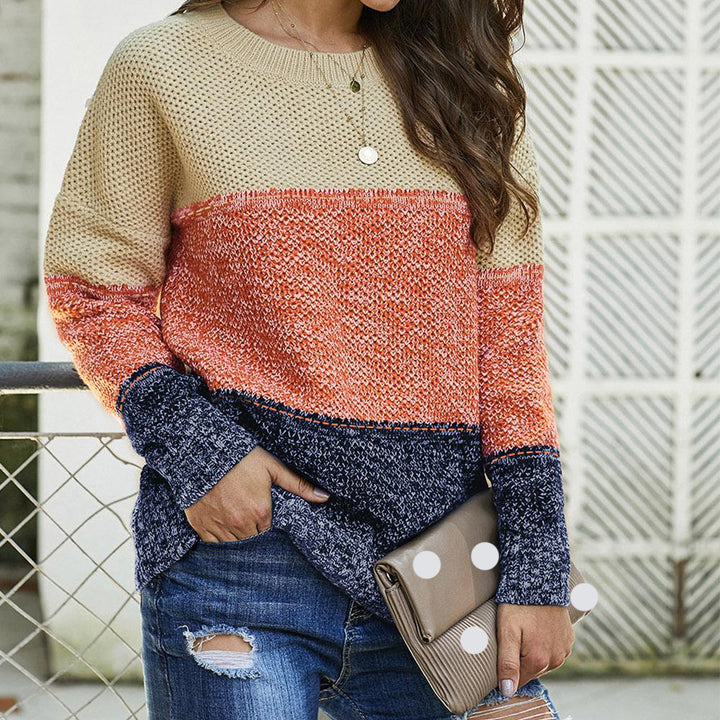 Knit sweater for women with a casual color block design Lune London