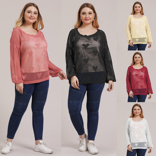 Ladies light knit sweater with heart pattern Lune London