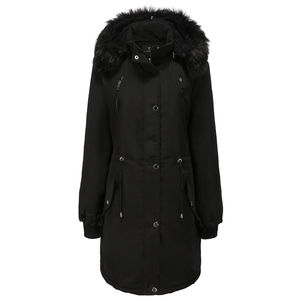 Parka style jacket for women with fleece lining and removable hood Lune London