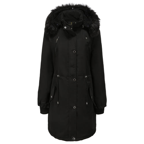 Parka style jacket for women with fleece lining and removable hood Lune London