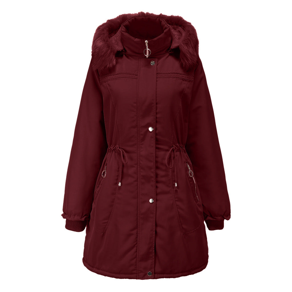 Ladies' stylish parka with detachable faux fur and adjustable drawstring at the waist Lune London