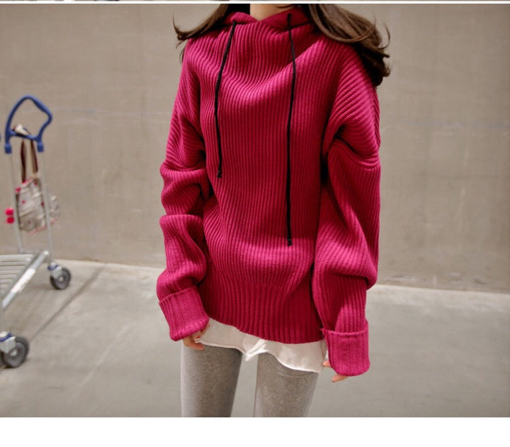 Femme Pull Tricot Oversize avec Capuche Chic & Stil