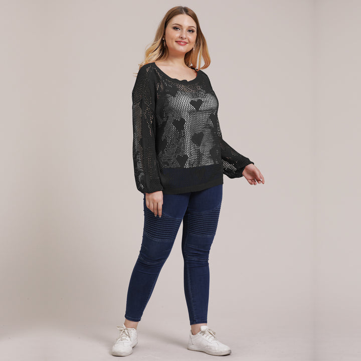 Ladies light knit sweater with heart pattern Lune London
