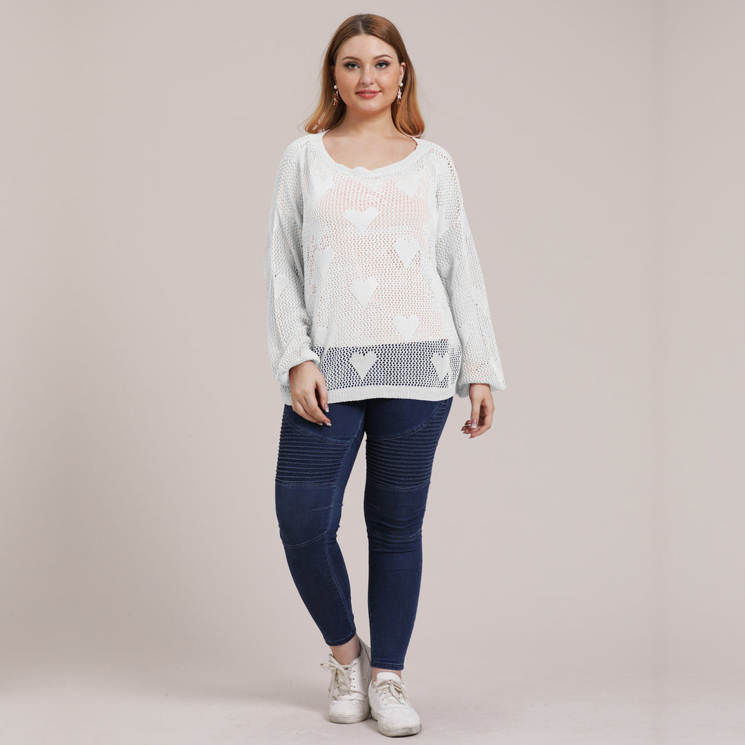 Ladies light knit sweater with heart pattern Lune London