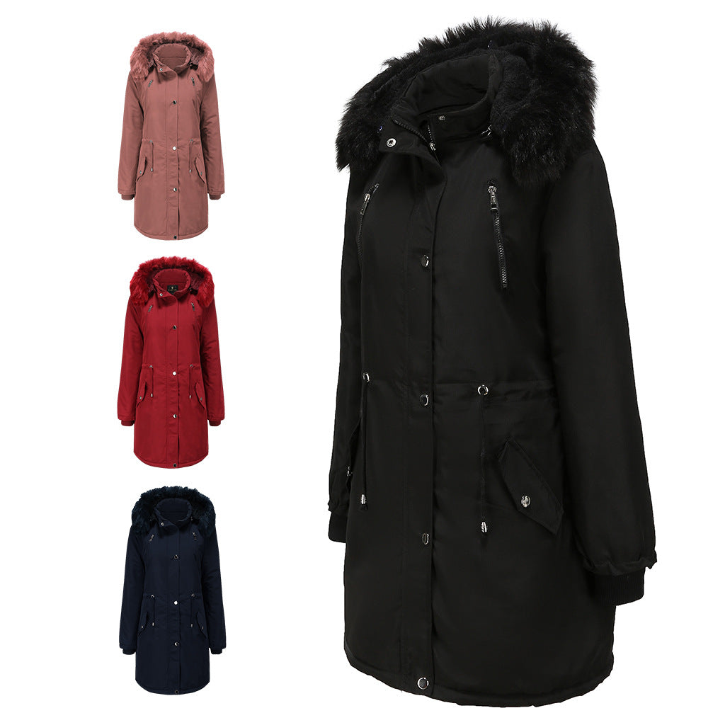 Parka style jacket for women with fleece lining and removable hood Lune London