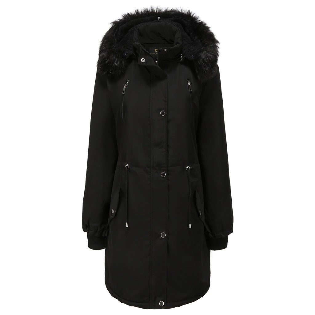 Parka style jacket for women with fleece lining and removable hood Lune London