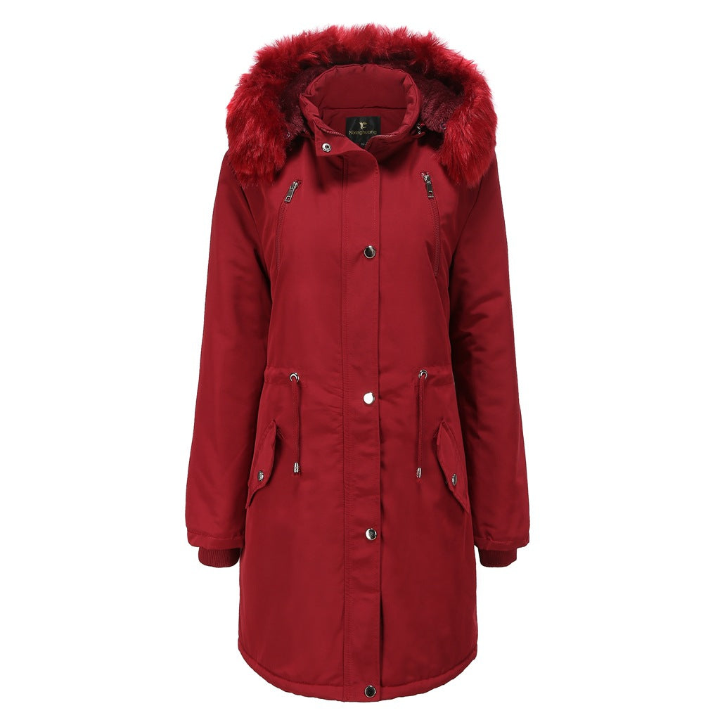 Parka style jacket for women with fleece lining and removable hood Lune London