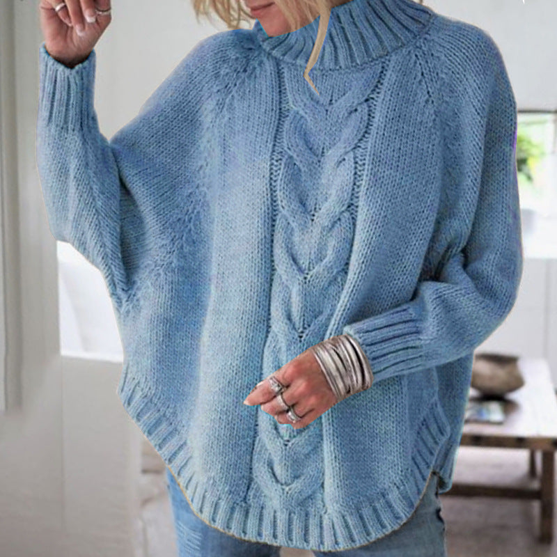 Sweater pour femmes en tricot épais avec col roulé profond et motif en câble sophistiqué Chic & Stil