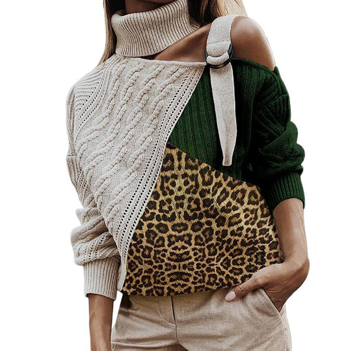Asymmetrical knit sweater for women with a unique plaid pattern and a chic and stylish runway