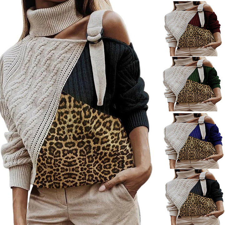 Asymmetrical knit sweater for women with a unique plaid pattern and a chic and stylish runway