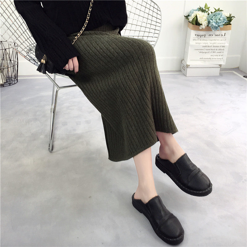 Jupe midi en tricot pour femmes avec structure en côtes verticales Chic & Stil