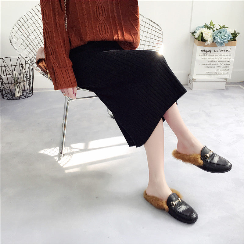 Jupe midi en tricot pour femmes avec structure en côtes verticales Chic & Stil
