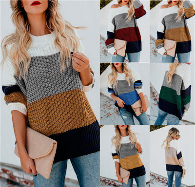 Women's knit pullover with a modern color block design and a relaxed fit Lune London
