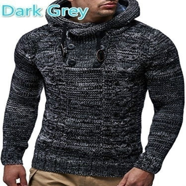 Knitted sweater for men with high collar and cable pattern marked Lune London