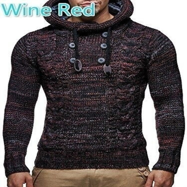 Knitted sweater for men with high collar and cable pattern marked Lune London