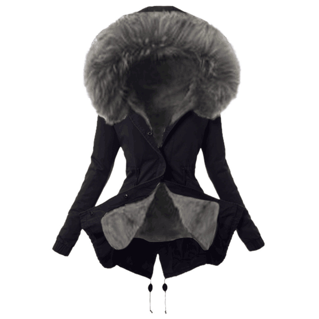Fashionable women's parka jacket with removable faux fur collar Lune London