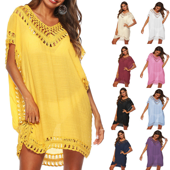 Ladies elegant beach pareo with lace Lune London