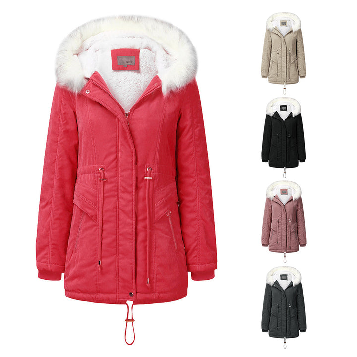Fashion winter parka for women with removable faux fur collar and adjustable waist drawstring Lune London