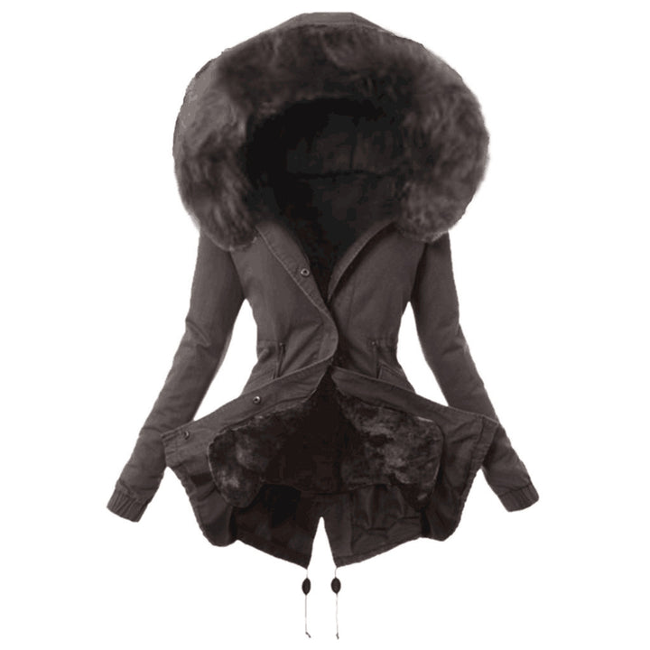 Fashionable women's parka jacket with removable faux fur collar Lune London