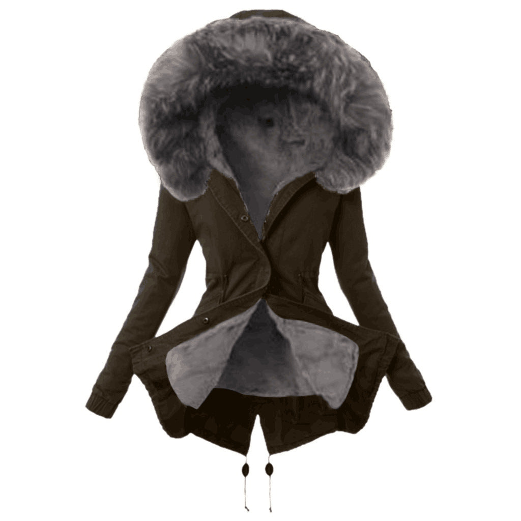 Fashionable women's parka jacket with removable faux fur collar Lune London