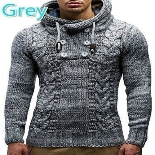 Men's hoodie with textured twisted pattern and practical buttons Lune London