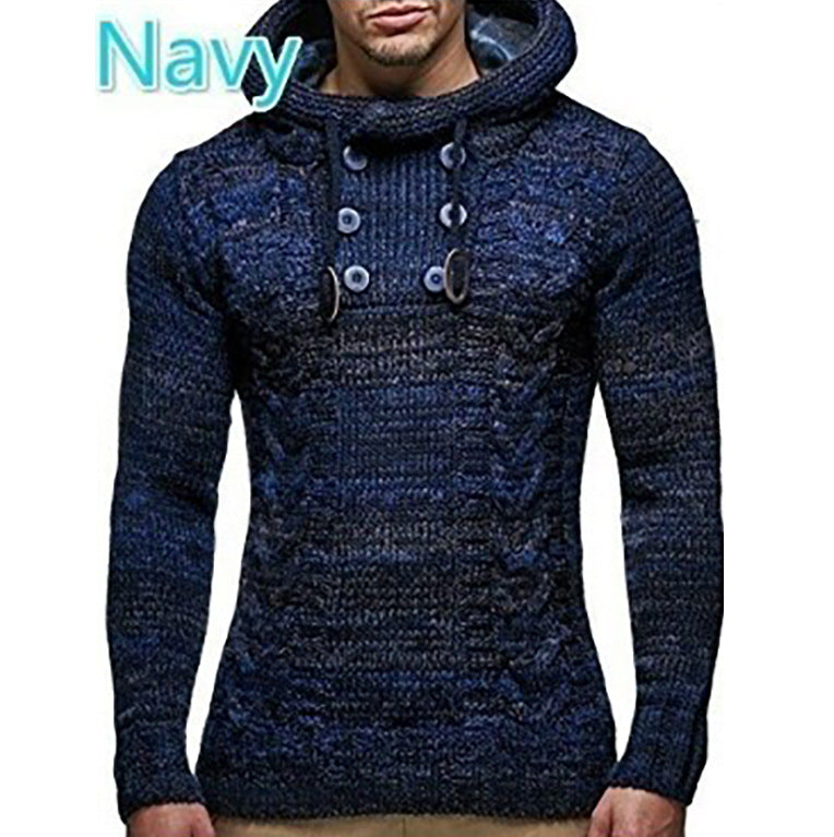 Knitted sweater for men with high collar and cable pattern marked Lune London