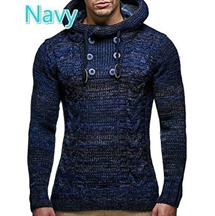 Knitted sweater for men with high collar and cable pattern marked Lune London