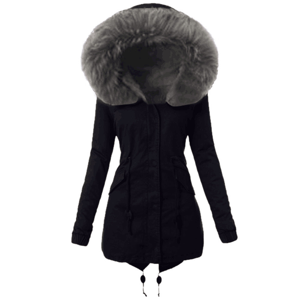Fashionable women's parka jacket with removable faux fur collar Lune London