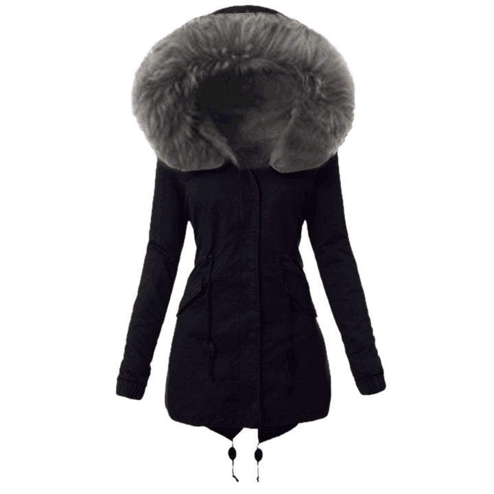 Fashionable women's parka jacket with removable faux fur collar Lune London