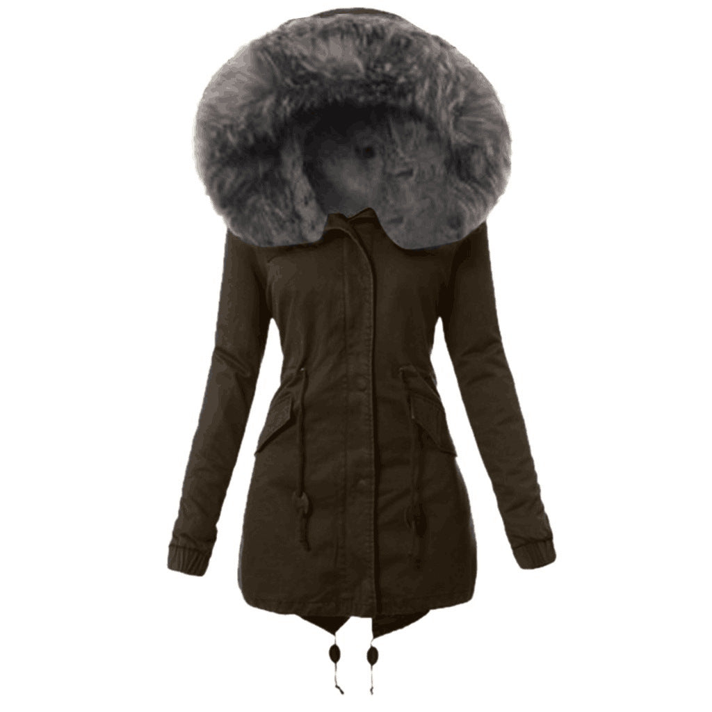 Fashionable women's parka jacket with removable faux fur collar Lune London