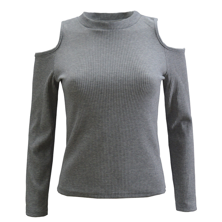 Women's off-the-shoulder sweater with long sleeves in fine ribbed knit Lune London