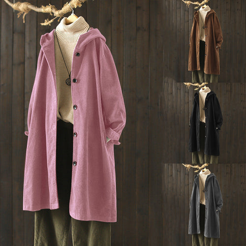 Lady hooded sweatshirt coat with button closure all the way down and relaxed fit Lune London