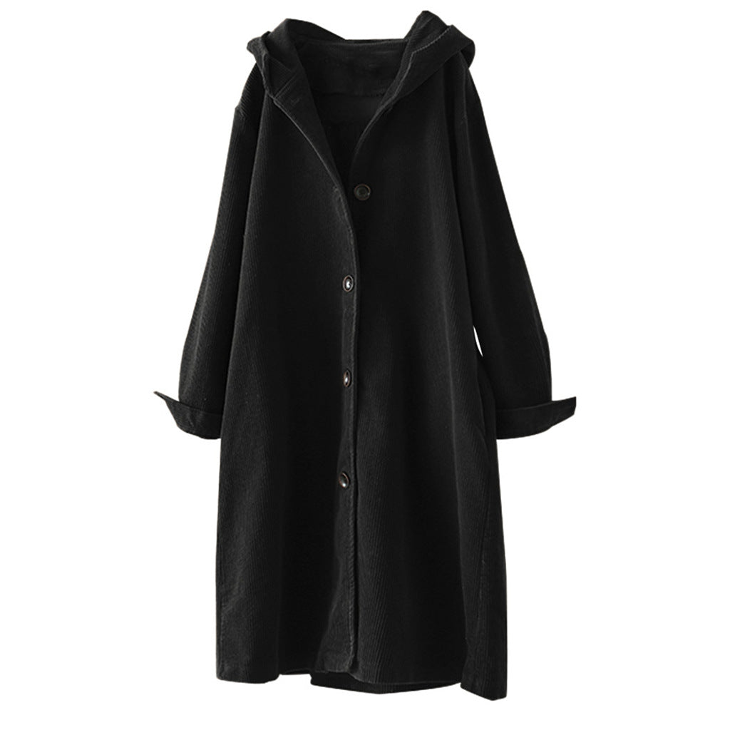 Lady hooded sweatshirt coat with button closure all the way down and relaxed fit Lune London