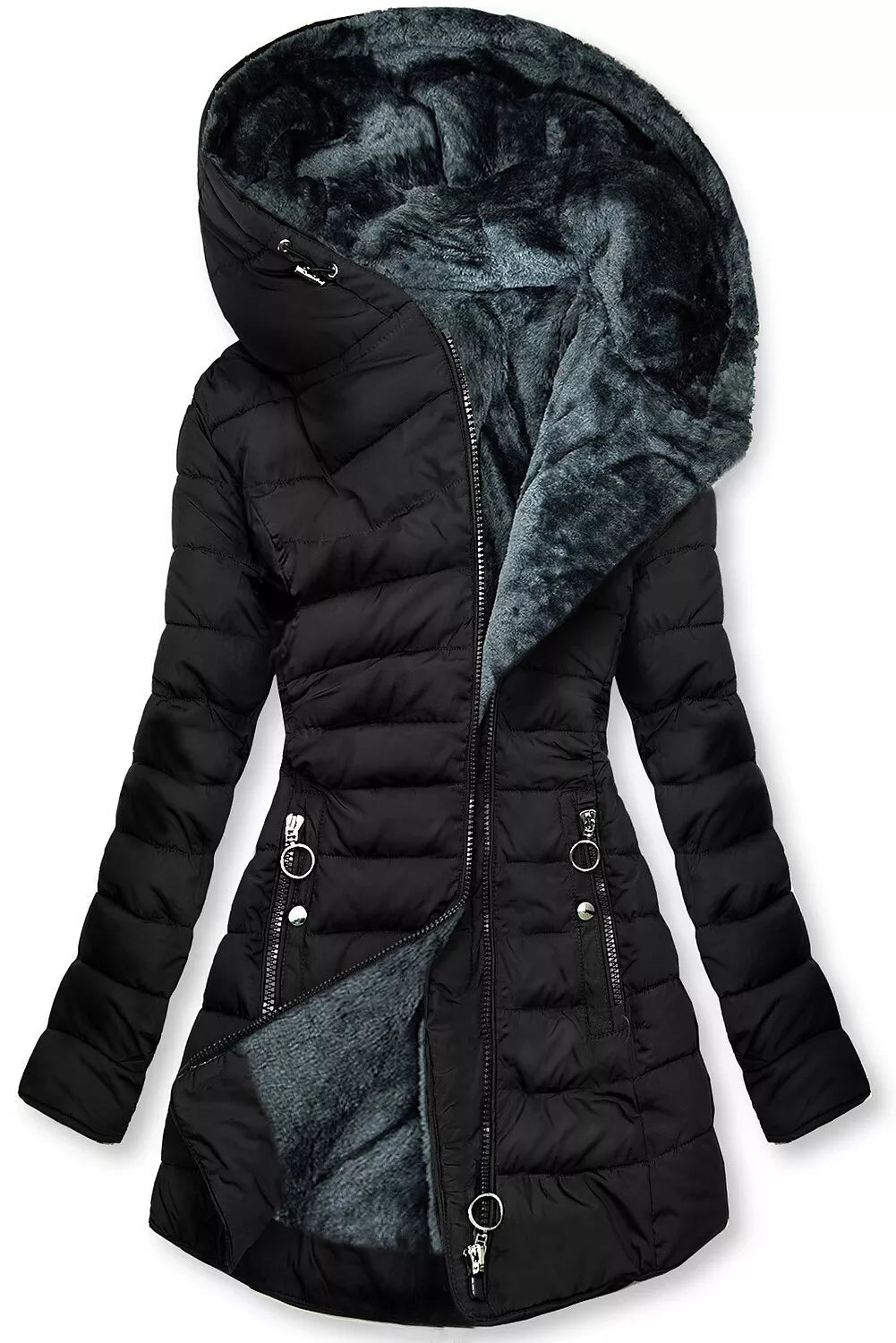 Lune London | Long Winter Jacket with Hood for Women Ideal for The Cold Season
