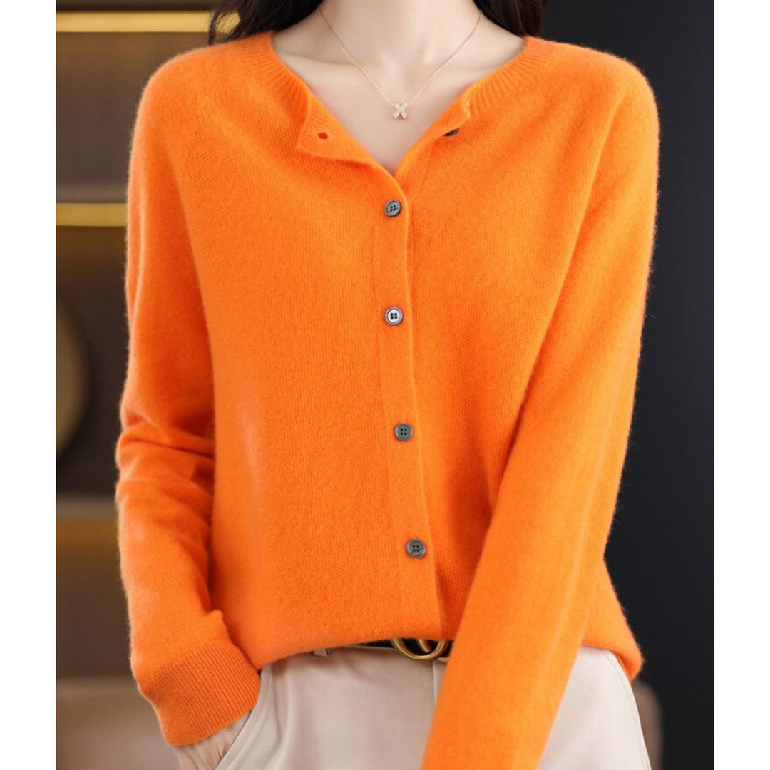 Lune London | Merino Wool Women's O-Neck Knitted Cardigan Sweater