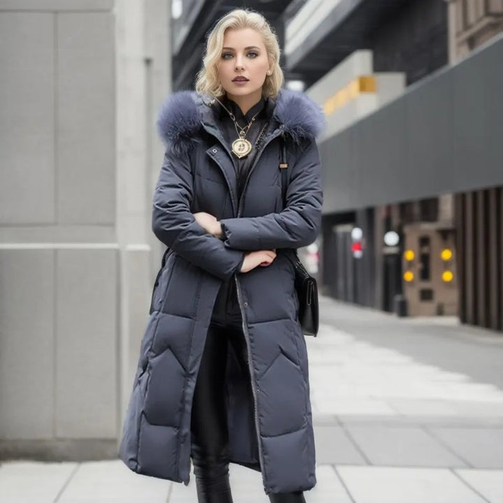 Long winter coat with fur hood