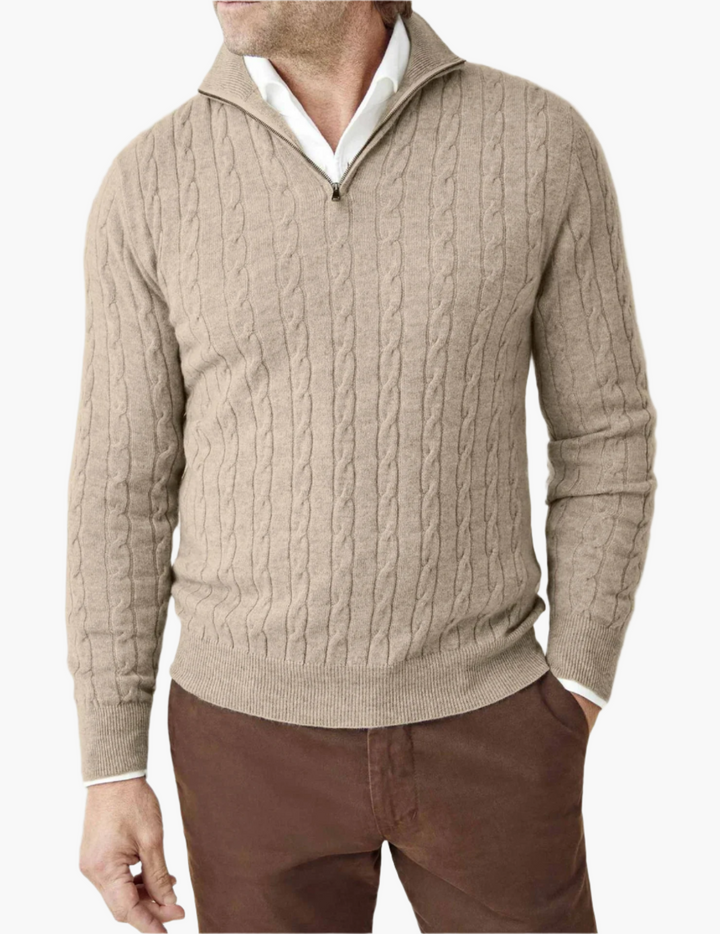 Lune London | Twisted knit sweater with zipper - Elegant sweater for work and leisure