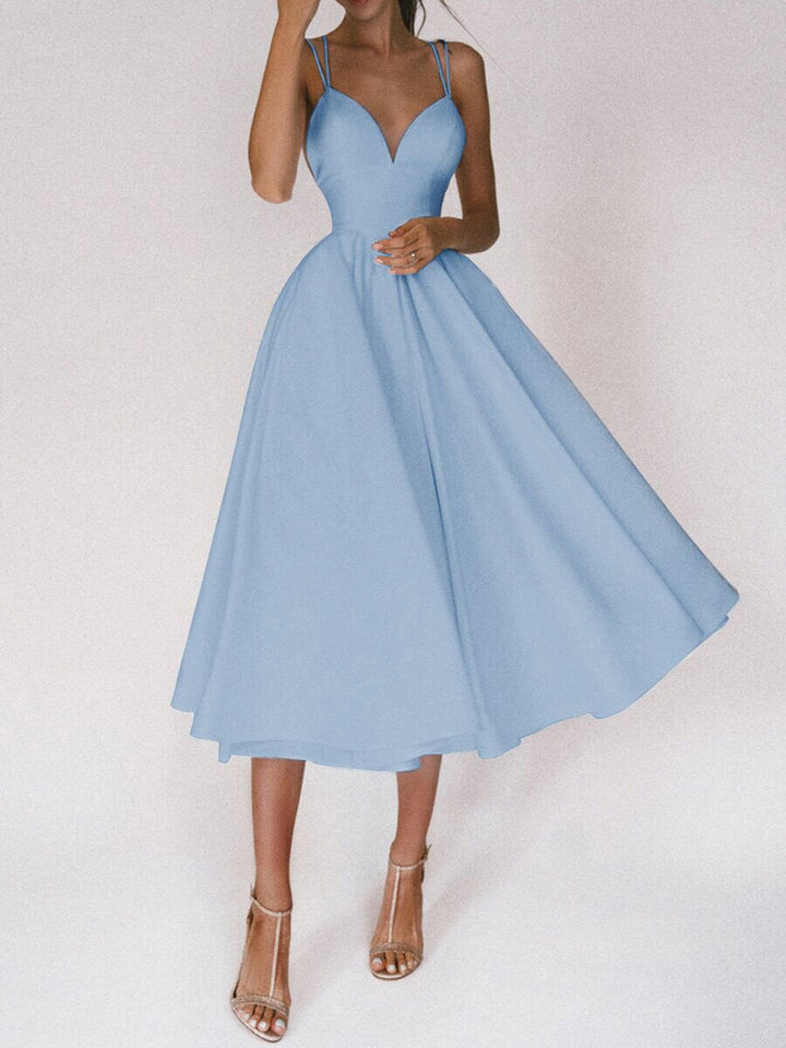 Lune London | Grace The Elegant Spaghetti Strap Dress with V-Neck