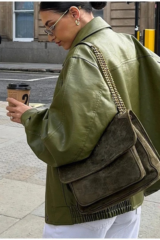 Lune London | Green Faux Leather Jacket