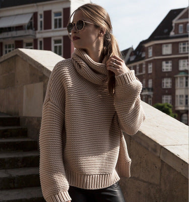 Thick knit sweater for women with a high collar and casual oversized fit Lune London