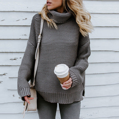 Thick knit sweater for women with a high collar and casual oversized fit Lune London