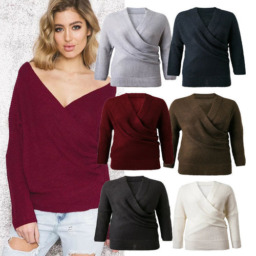 Lune London Women's Rolled Pullover with Deep V-Neck and Relaxed Fit