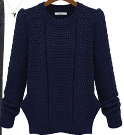 Chunky knit sweater for women with textured design and side pockets Lune London