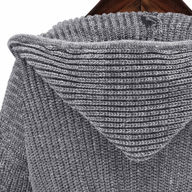 Knit coat for women with hood and practical pockets Lune London