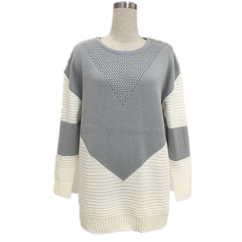 Women Fashion Knit Sweater with Geometric Design and Voluminous Sleeves Lune London