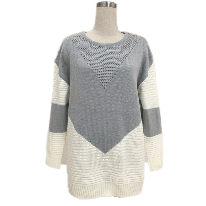 Women Fashion Knit Sweater with Geometric Design and Voluminous Sleeves Lune London