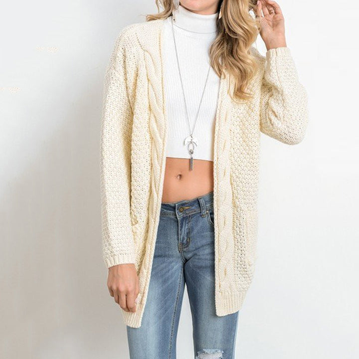 Ladies Chunky Knit Cardigan with relaxed fit and large pockets Lune London