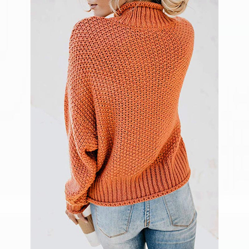 Ladies High Quality Knit Sweater with Turtleneck and Casual Fit Lune London