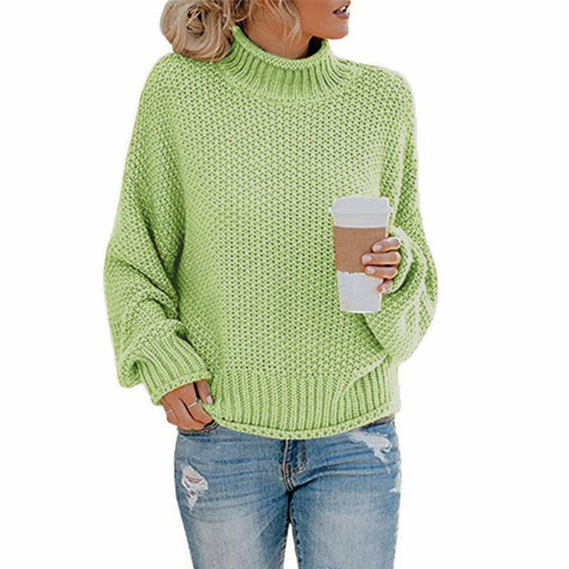 Ladies High Quality Knit Sweater with Turtleneck and Casual Fit Lune London