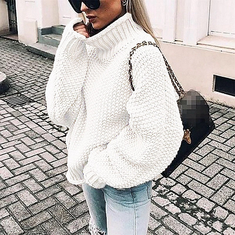 Ladies High Quality Knit Sweater with Turtleneck and Casual Fit Lune London